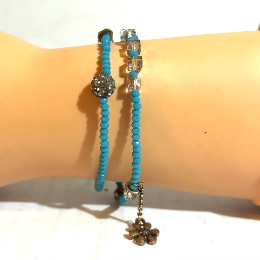Fashion jewelry double glass beads & crystals  bracelet